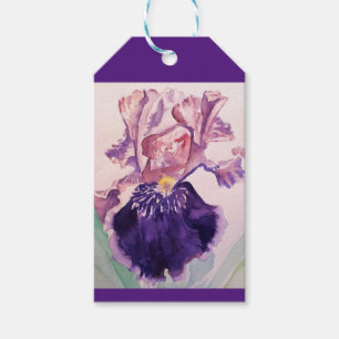 Étiquettes-cadeau Aquarelle florale glorieuse violette Iris