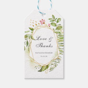 Étiquettes-cadeau Aquarelle florale Merci de feuillage vert