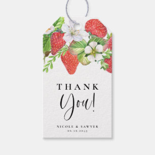 Étiquettes-cadeau Aquarelle Fraise Mariage d'été Merci