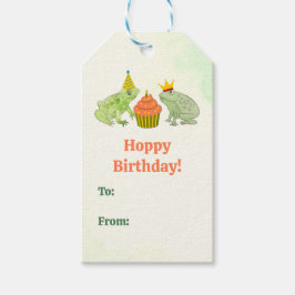 Étiquettes-cadeau Aquarelle Frog Pond Anniversaire amusant à la main