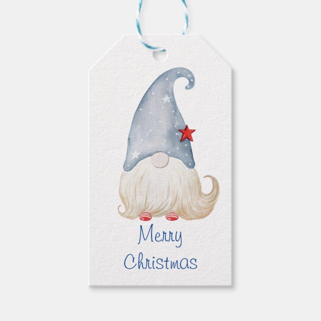 Étiquettes-cadeau Aquarelle gnome de Noël. (Devant)