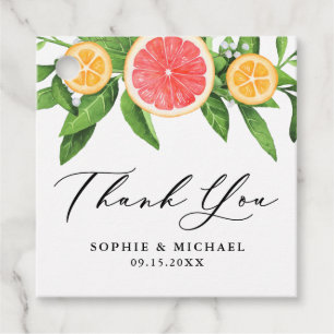 Étiquettes Cadeau Aquarelle Grappes et Oranges Mariage d'été