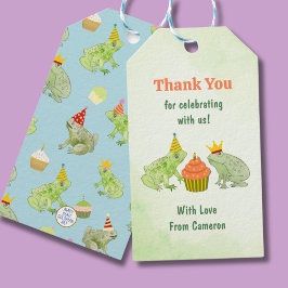 Étiquettes-cadeau Aquarelle Grenouille Étang Anniversaire fête Merci