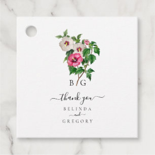 Étiquettes Cadeau Aquarelle Hibiscus Tropical Mariage d'été