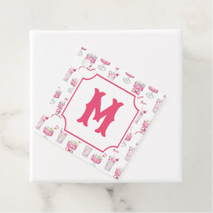 Étiquettes Cadeau Aquarelle Hot Pink Mahjong Cocktails