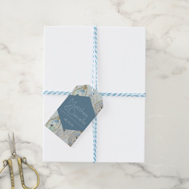 Étiquettes-cadeau Aquarelle Huîtres Mariage Favoriser Merci (Avec de laficelle)