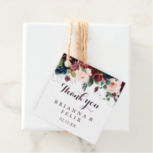 Étiquettes Cadeau Aquarelle illustrée automne Mariage floral