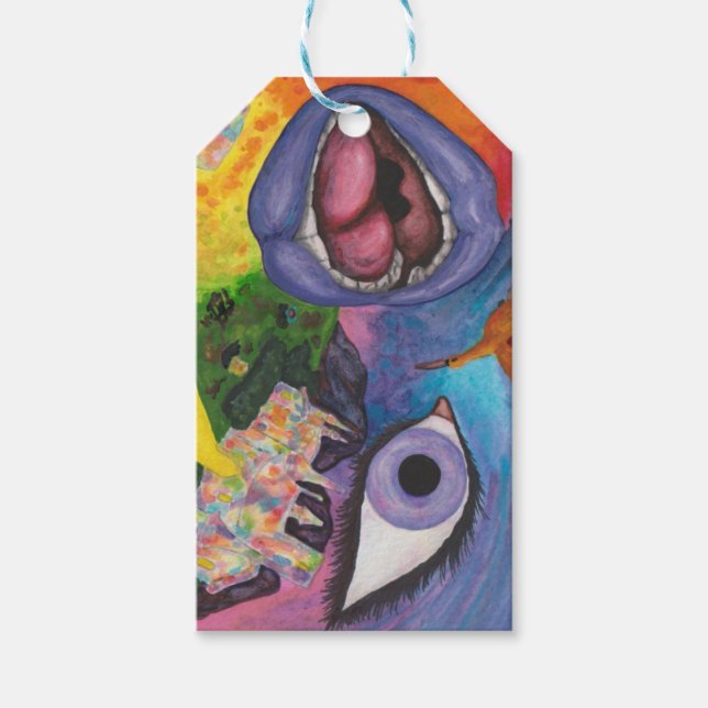 Étiquettes-cadeau Aquarelle Imaginaire Dimensions Femme Opal Surreal (Devant)