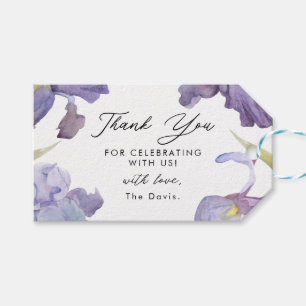 Étiquettes-cadeau Aquarelle Iris Floral Jardin Ressort Merci