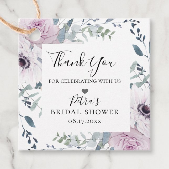 Étiquettes Cadeau Aquarelle Jardin Cadre Floral (Devant)