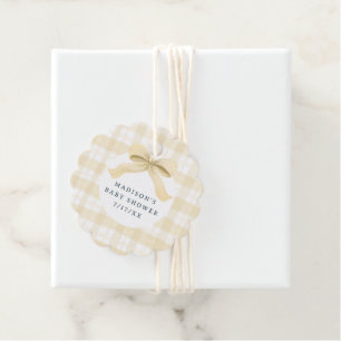 Étiquettes Cadeau Aquarelle jaune foncé Baby shower plaid & cabot