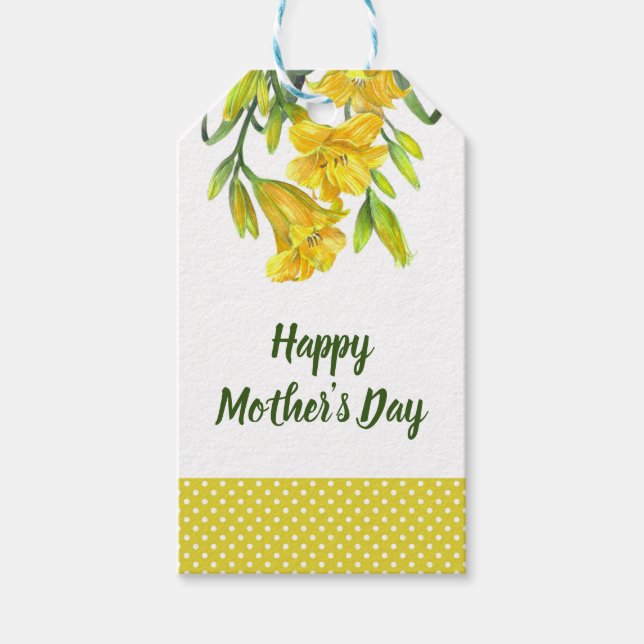 Étiquettes-cadeau Aquarelle Jaune Jaune Lys peinture florale (Devant)
