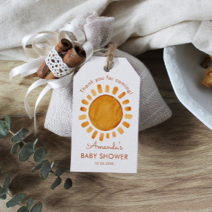 Étiquettes-cadeau Aquarelle Joyeux Baby shower de Merci solaire Jaun