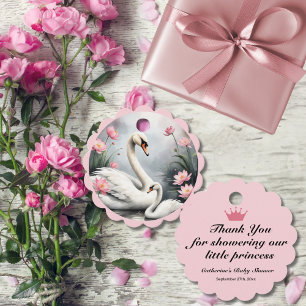 Étiquettes Cadeau Aquarelle Lac de Swan Lotus rose Baby shower Flora