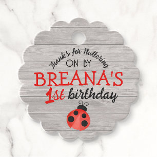 Étiquettes Cadeau Aquarelle Ladybug Wood Birthday Favoriser les étiq