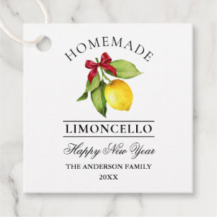 Étiquettes Cadeau Aquarelle Lemon fait maison Limoncello Nouvel An B