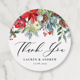 Étiquettes Cadeau Aquarelle L'hiver fleurit Garland Mariage Merci