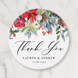 Étiquettes Cadeau Aquarelle L'hiver fleurit Garland Mariage Merci