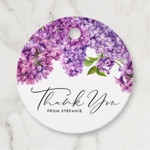 Étiquettes Cadeau Aquarelle Lilac Fleurs Baby shower Merci