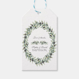 Étiquettes-cadeau Aquarelle luxuriante Branches d'olive Mariage de c