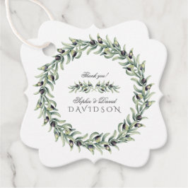 Étiquettes Cadeau Aquarelle luxuriante Branches d'olive Mariage de c