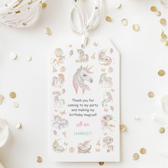 Étiquettes-cadeau Aquarelle magique Unicorns Merci Favor (Créateur téléchargé)