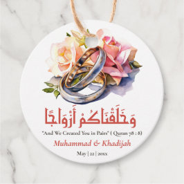 Étiquettes Cadeau Aquarelle Mariage anneau islamique Citation Nikah