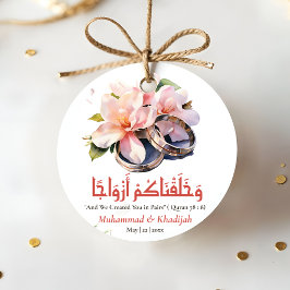 Étiquettes Cadeau Aquarelle Mariage anneau islamique Citation Nikah