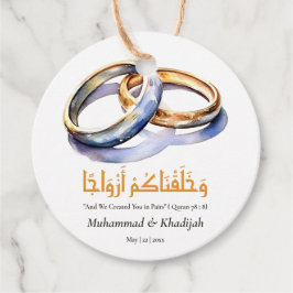 Étiquettes Cadeau Aquarelle Mariage anneau islamique Citation Nikah