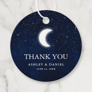 Étiquettes Cadeau Aquarelle Mariage céleste bleu Sky Moon Stars