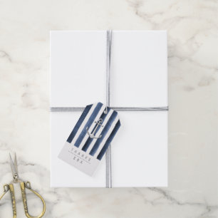 Étiquettes-cadeau Aquarelle marine rayures marine mariage plage naut