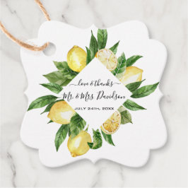 Étiquettes Cadeau Aquarelle méditerranéenne Citron Mariage tropical