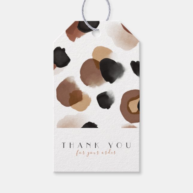 Étiquettes-cadeau Aquarelle | MERCI | EMPREINTE DE LÉOPARD (Devant)