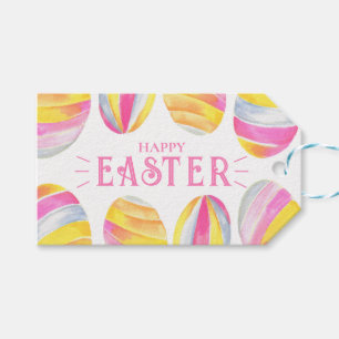 Étiquettes-cadeau Aquarelle mignonne Bright Pastel Oeufs de Pâques F