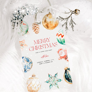 Étiquettes-cadeau Aquarelle mignonne Joyeux Noël