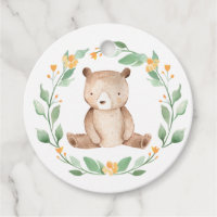 Aquarelle mignonne Ours Bébé Merci bois