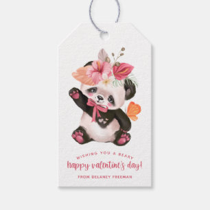 Étiquettes-cadeau Aquarelle mignonne Panda Tropical Enfants Valentin