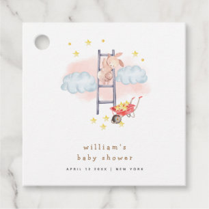 Étiquettes Cadeau Aquarelle minimale Boho Bunny Stars Baby shower