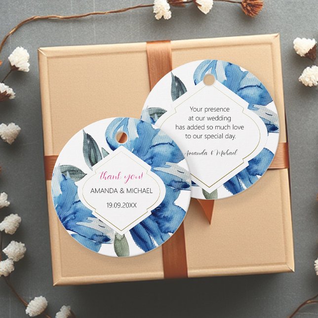 Étiquettes Cadeau Aquarelle moderne Boho Indigo Bleu Abstrait (Créateur téléchargé)