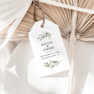 Étiquettes-cadeau Aquarelle moderne olive botanique de mariage faveu