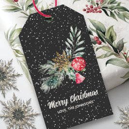 Étiquettes-cadeau Aquarelle moderne Scandi Feuilles Joyeux Noël