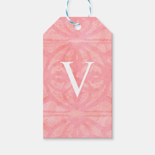 Étiquettes-cadeau Aquarelle monochrome rose Tulip (Devant)