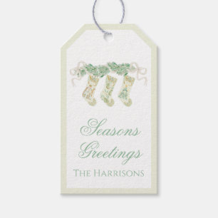 Étiquettes-cadeau Aquarelle Noël Garland Bow Bedford Bas