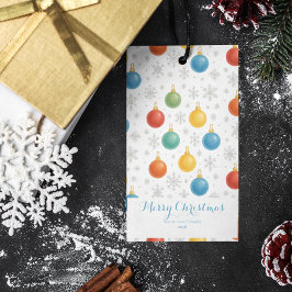 Étiquettes-cadeau Aquarelle - Ornements de Noël et flocons de neige 