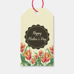 Étiquettes-cadeau Aquarelle Parrot Jaune Tulipes Art Floral