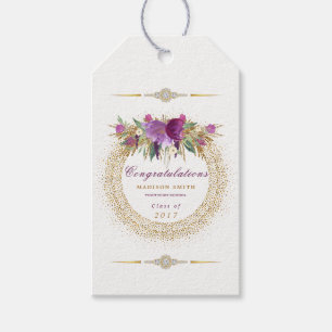 Étiquettes-cadeau Aquarelle Parties scintillant Fleur or Confetti
