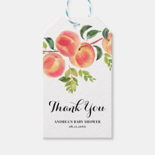 Étiquettes-cadeau Aquarelle Peaches Baby shower Merci