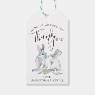 Étiquettes-cadeau Aquarelle peinte Bunnies Bois
