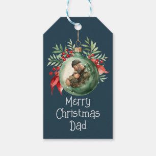 Étiquettes-cadeau Aquarelle Père Son Ornement Art de Noël