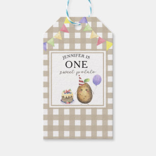Étiquettes-cadeau Aquarelle Pomme de terre 1er anniversaire
